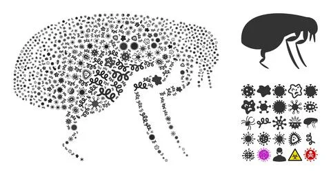 Collage Flea Icon of Infectious Viruses Stock Illustration