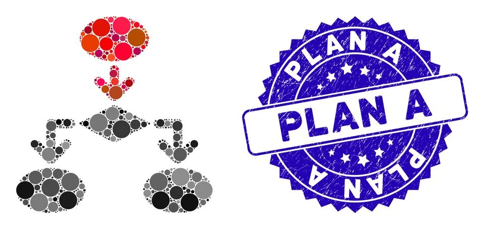 Collage Flowchart Icon with Grunge Plan A Seal Stock Illustration