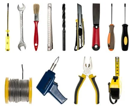 Collage fo hand tools 스톡 사진