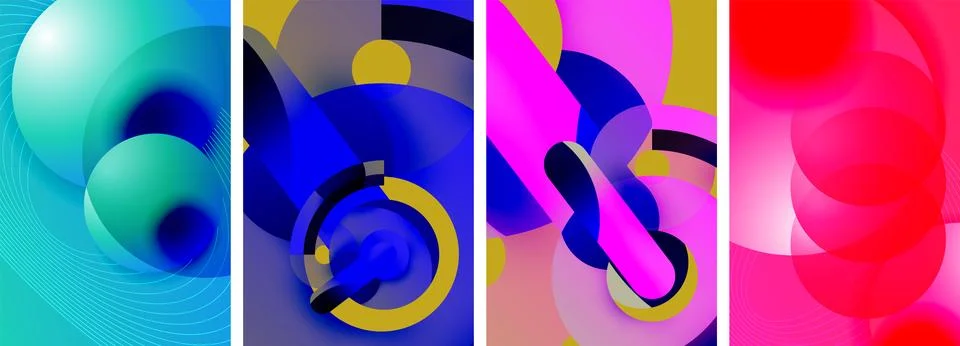 A collage of four different colored abstract images Stock Illustration
