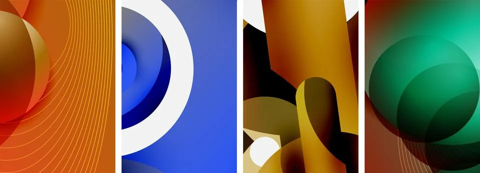 A collage of four different colored balls with the letter p in the middle Stock Illustration