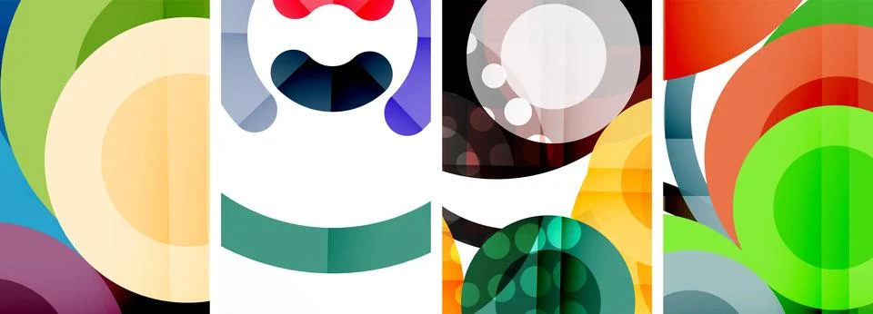 A collage of four different colored circles on a white background Stock Illustration