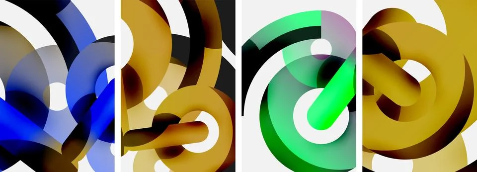 A collage of four different colored circles with the letter c in the middle Ilustración de archivo