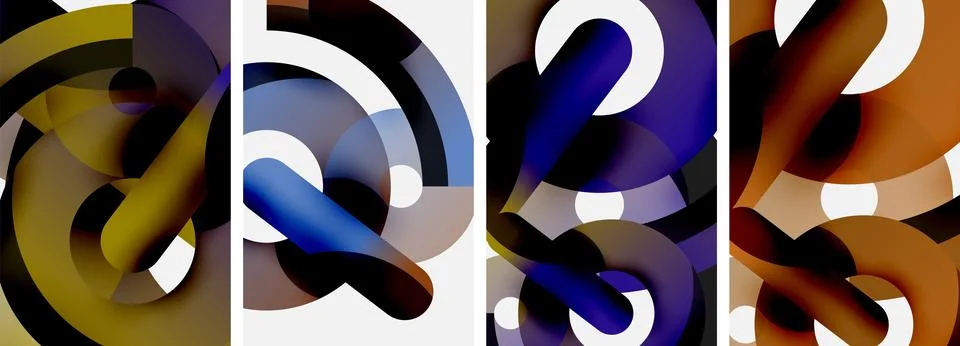 A collage of four different colored circles with a question mark in the middle Stock Illustration
