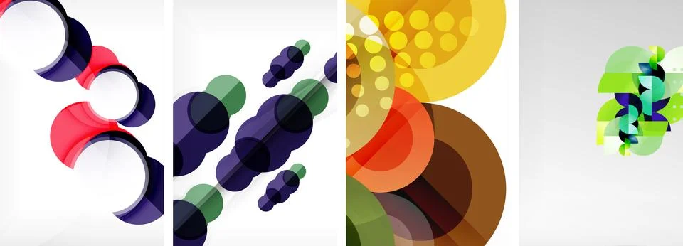 A collage of four different colored circles on a white background Ilustración de archivo