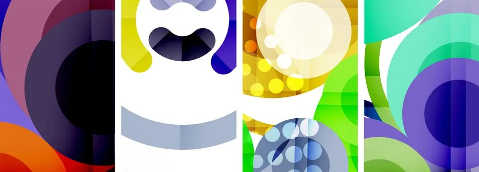 A collage of four different colored circles with the number 3 in the middle Ilustración de archivo