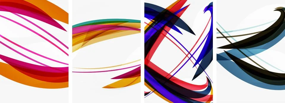 A collage of four different colored lines on a white background Stock Illustration
