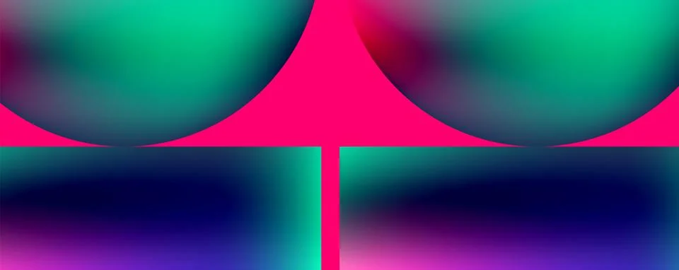 A collage of four different colored spheres on a pink background Stock Illustration