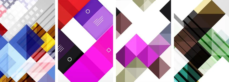 A collage of four different colored squares on a white background Ilustração Stock