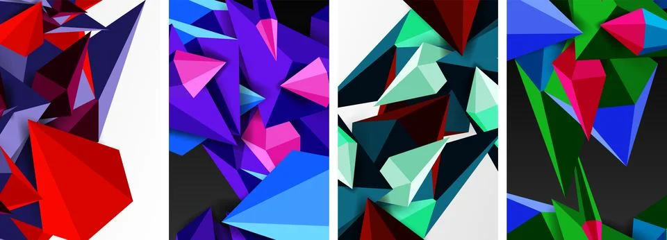 A collage of four different colored triangles on a white background Illustrazione stock