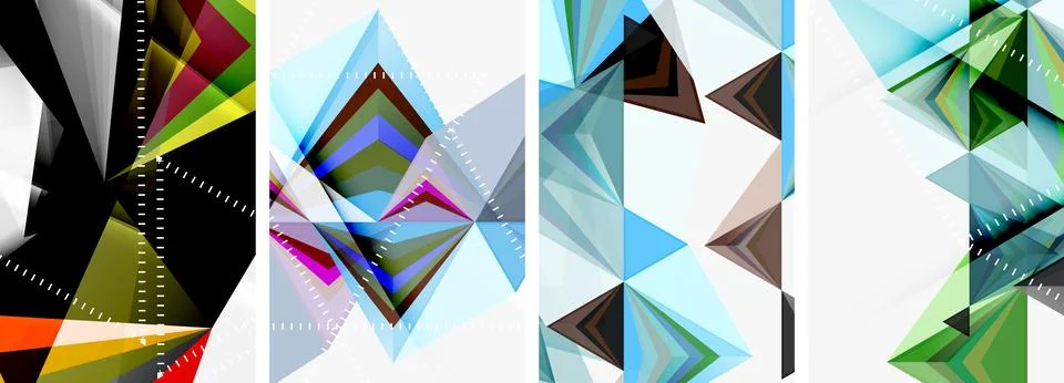 A collage of four different colored triangles on a white background Stock Illustration