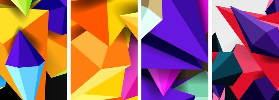 A collage of four different colored triangles on a white background Stock Illustration