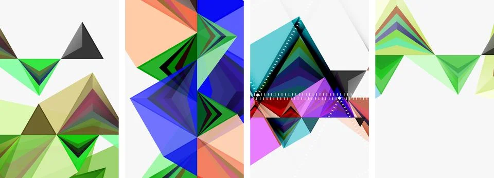 A collage of four different colored triangles on a white background Stock Illustration