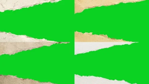 Collage four horizontal torn paper textures revealing animated on green screen Stock Footage 335216531