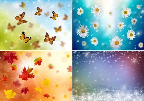 Collage of four seasons Stock Illustration