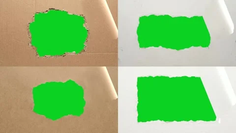 Collage four square jagged peeling gap papers revealing animated on green Stock-Footage 335216590