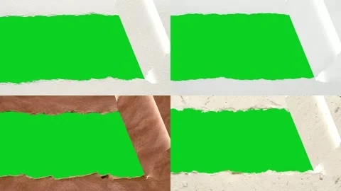 Collage four vertical peeling paper textures revealing animated on green Stock Footage 335216568