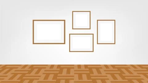 Collage frames photo on the wall room, collection of portrait frame set, mock Stock-Illustration