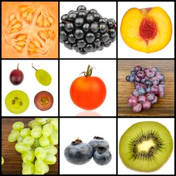 Collage of fruit in squares Stock Photos