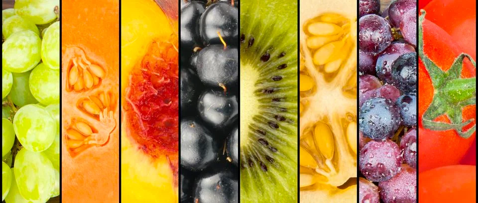 Collage of fruit in stripes Stock Photos