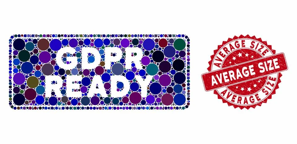 Collage GDPR Ready Rounded Rectangle with Scratched Average Size Stamp 库存插图