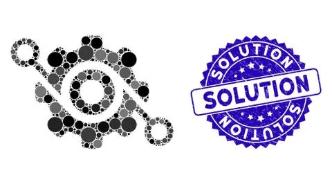 Collage Gear Solution Icon with Grunge Solution Stamp Illustrazione stock