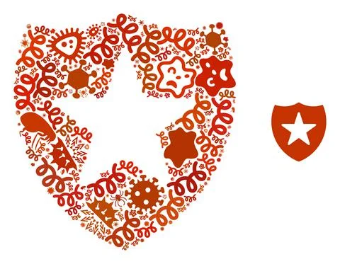 Collage Guard Icon of Flu Pathogens 스톡 일러스트