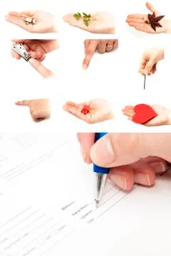 Collage of hands 스톡 사진