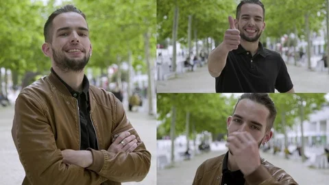 Collage of handsome young man smiling at camera Stock Footage 108508726
