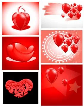 Collage of hearts of different kinds Stock Illustration