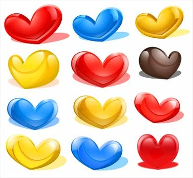 Collage of hearts of different kinds Stock Illustration