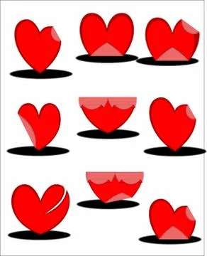 Collage of hearts of different kinds Illustrazione stock