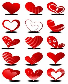Collage of hearts of different kinds Illustrazione stock