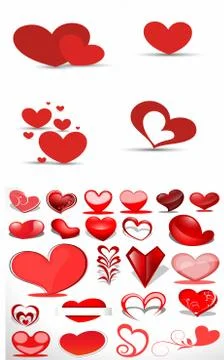 Collage of hearts of different kinds Stock Illustration