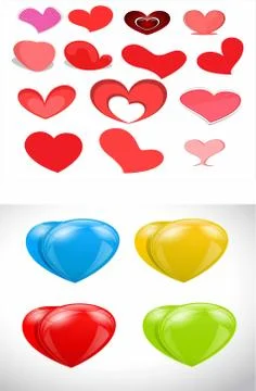 Collage of hearts of different kinds Stock Illustration