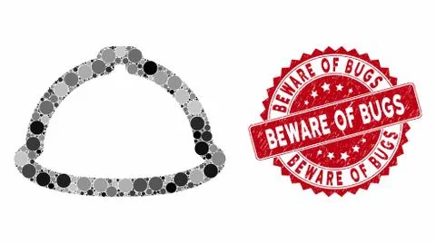 Collage Helmet with Textured Beware of Bugs Stamp Illustrazione stock