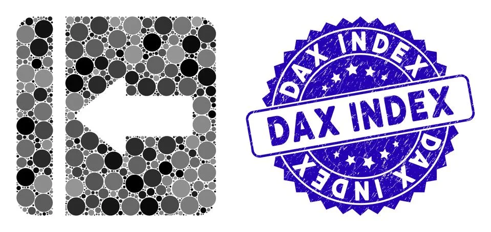 Collage Hide Menu Left Icon with Grunge Dax Index Seal Stock Illustration