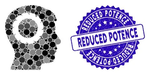 Collage Human Memory Wheel Icon with Distress Reduced Potence Stamp Stock Illustration