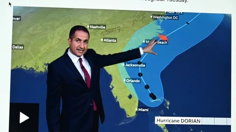 Collage hurricane  internet news forecast footage brainstorming Stock Footage