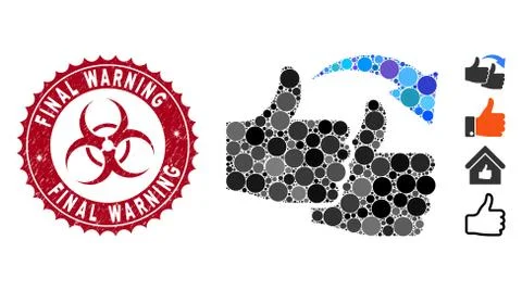 Collage Like for Like Icon with Distress Final Warning Seal Stock Illustration