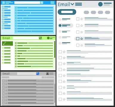 Collage with illustrations of different email app interfaces Stock Illustration