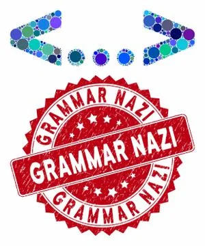 Collage Inline Code with Distress Grammar Nazi Seal Stock Illustration