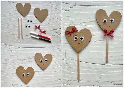 Collage instructions on how to make a valentine's day heart Stock Photos