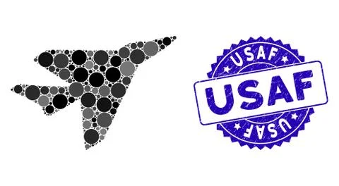 Collage Intercepter Icon with Distress USAF Seal Stock Illustration