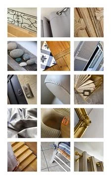 Collage of interior elements Stock Photos
