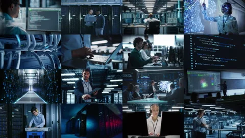 Collage IT Specialists Working Stock Footage 264333806
