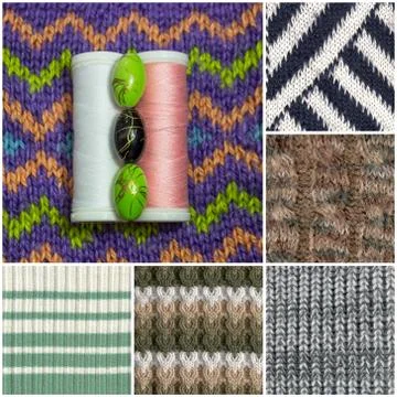 Collage from knitted texture Stock Photos