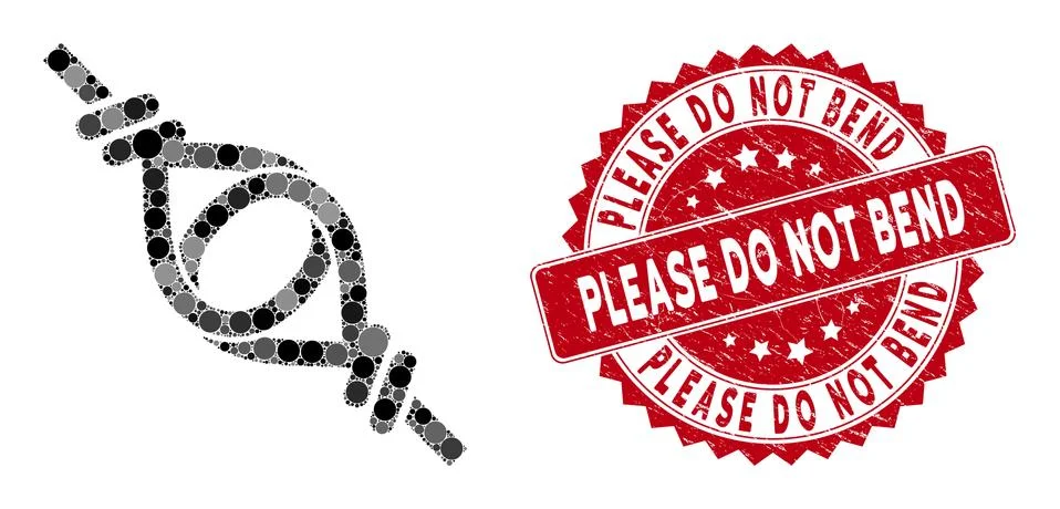 Collage Knot Loop Connection with Textured Please Do Not Bend Seal Stock Illustration