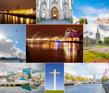 Collage of landmark in Dublin Stock Photos