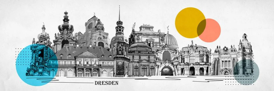 Collage of landmarks of Dresden, Germany. Ilustração Stock